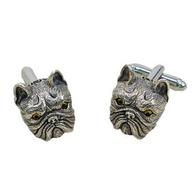 Sterling Silver Bulldog Cufflinks