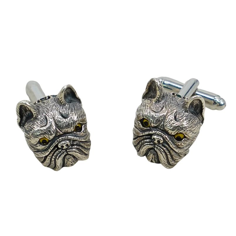Sterling Silver Bulldog Cufflinks (1 of 4)