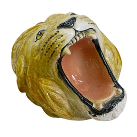 Italian Majolica Ceramic Lion Head Ashtray