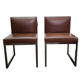 (2 Pc) Italian Designer Minotti Chairs Pair Set