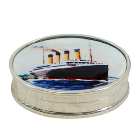 Sterling Silver "Titanic" Enamel Pill Box