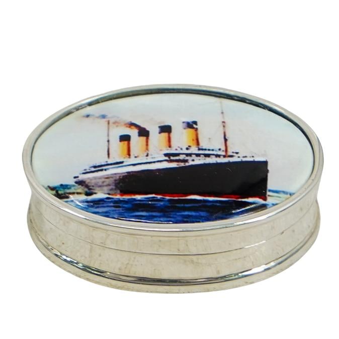 Sterling Silver "Titanic" Enamel Pill Box (1 of 7)
