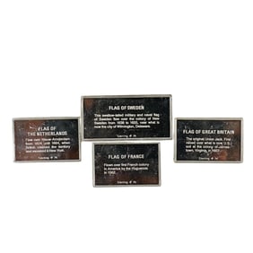 (4 Pc) Sterling Silver Miniature International Flags
