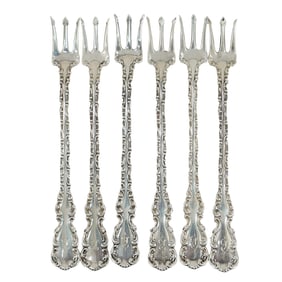 (6 Pc) Antique Sterling Silver Cocktail Forks Set