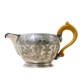 Antique Austria-Hungary Silver Creamer W/ Bone Handle