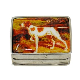 Sterling Silver "Hunting Dog" Pill Box