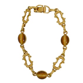 Vintage Van Dell 1970s Tiger Eye 1/20 12K Gold Filled Link Bracelet