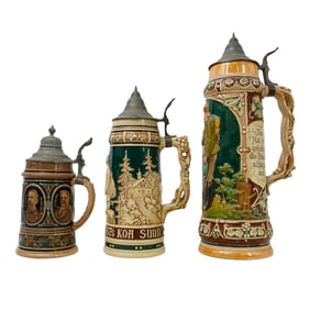 (3 Pc) Vintage Germany Ceramic Beer Stein