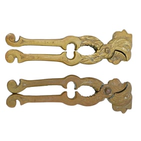 Pair Of Brass Rooster Head Nutcrackers