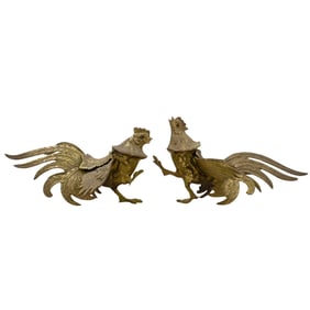 (2 pcs) Brass Fighting Rooster Figures