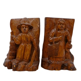 (2 pcs) Carved Bookends