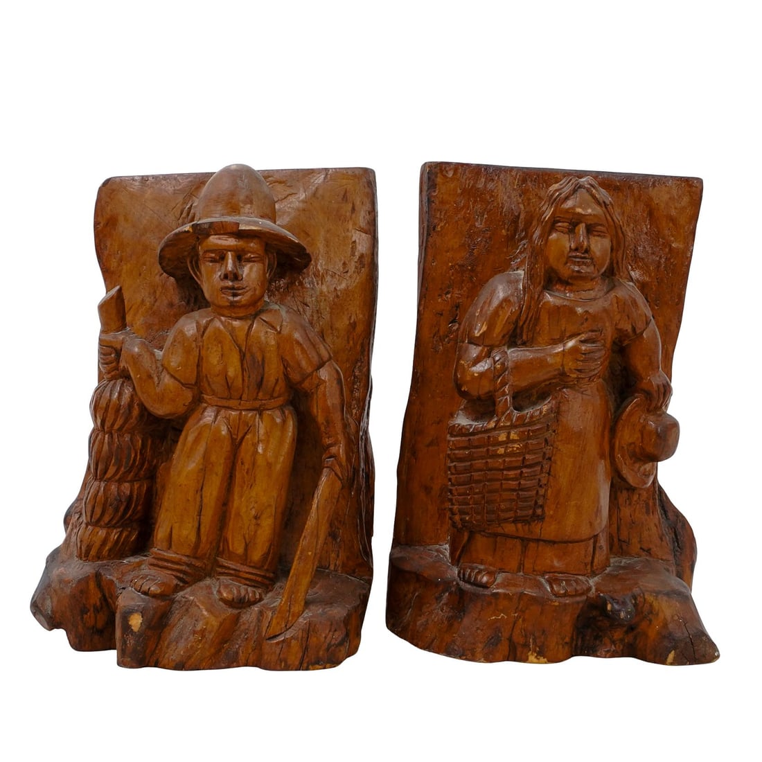 (2 pcs) Carved Bookends (1 of 9)