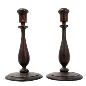 Pair Of Antique Carved Wood Candlesticks (1 of 6)