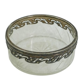 Antique Glass Bowl with Silver Rim