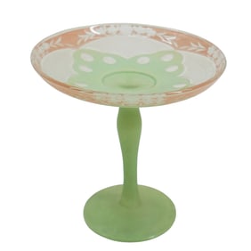 Antique Etched Glass Compote Glass