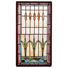 Antique Leaded Stained Glass Panel