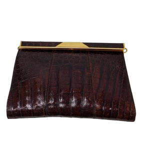 VIntage Cayman Crocodile Skin Leather Clutch