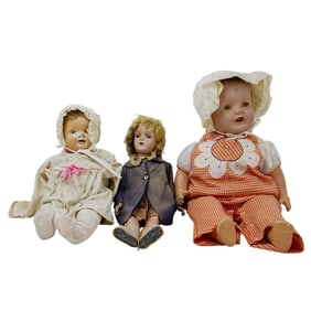 (3 Pc) Vintage Composition Doll Grouping