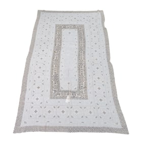 Ivory Linen and Lace Tablecloth