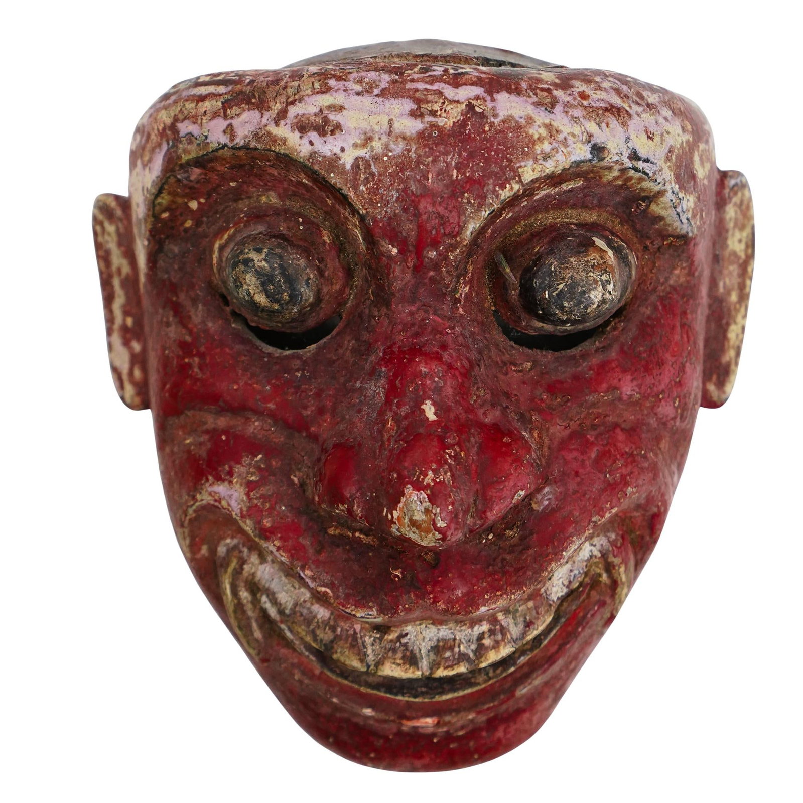 Sri Lankan Edura Healer Mask: DESCRIPTION: Edura or healer mask from Sri Lanka. Edura is another term for the medicine men. Mask used when performing healing rituals as it is believed diseased blood could be exorcized from the sic