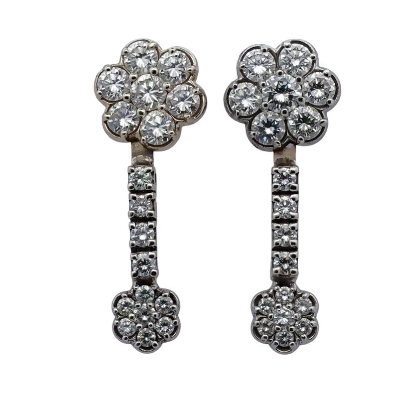 14k White Gold and Diamond Floral Earrings (1 of 5)