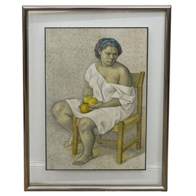 Francisco Zuniga (1912-1998, Costa Rican) Color Lithograph "Muchachas con Limones"