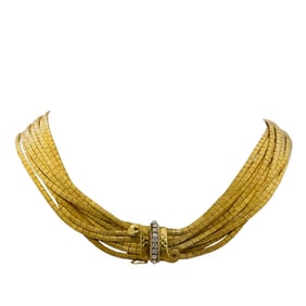 18k Gold Multi Strand Spaghetti Necklace