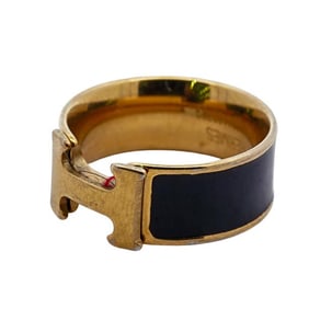 Hermes 18k Gold and Black Enamel Ring
