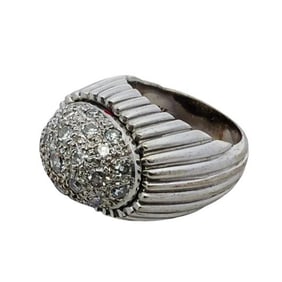 Signed 18k White Gold and Diamond Ring