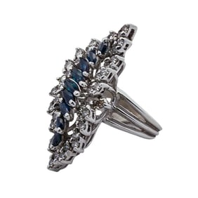 14k White Gold Sapphire and Diamond Ring