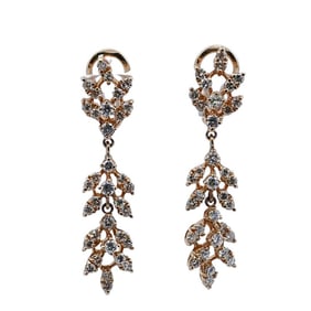 14k Gold and Diamond Drop Earrings