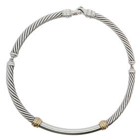 David Yurman Sterling Silver 14k Gold and Diamond Collar Necklace (1 of 3)