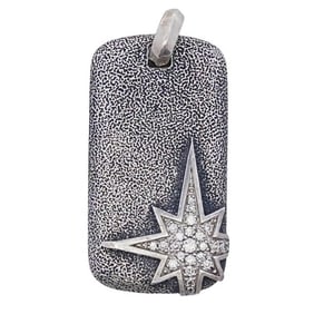 David Yurman Sterling Silver and Diamond North Star Dog Tag Pendant