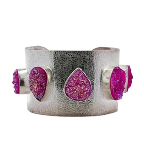 Hand Crafted Sterling Silver and Cobaltoan Calcite Cuff Bracelet