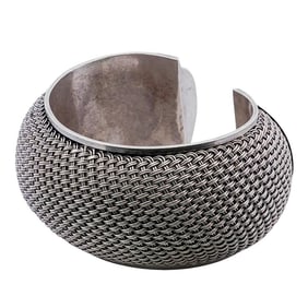 Contemporary Sterling Silver Woven Cuff Bracelet