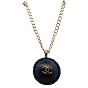 Chanel CC Black and Gold Button Necklace
