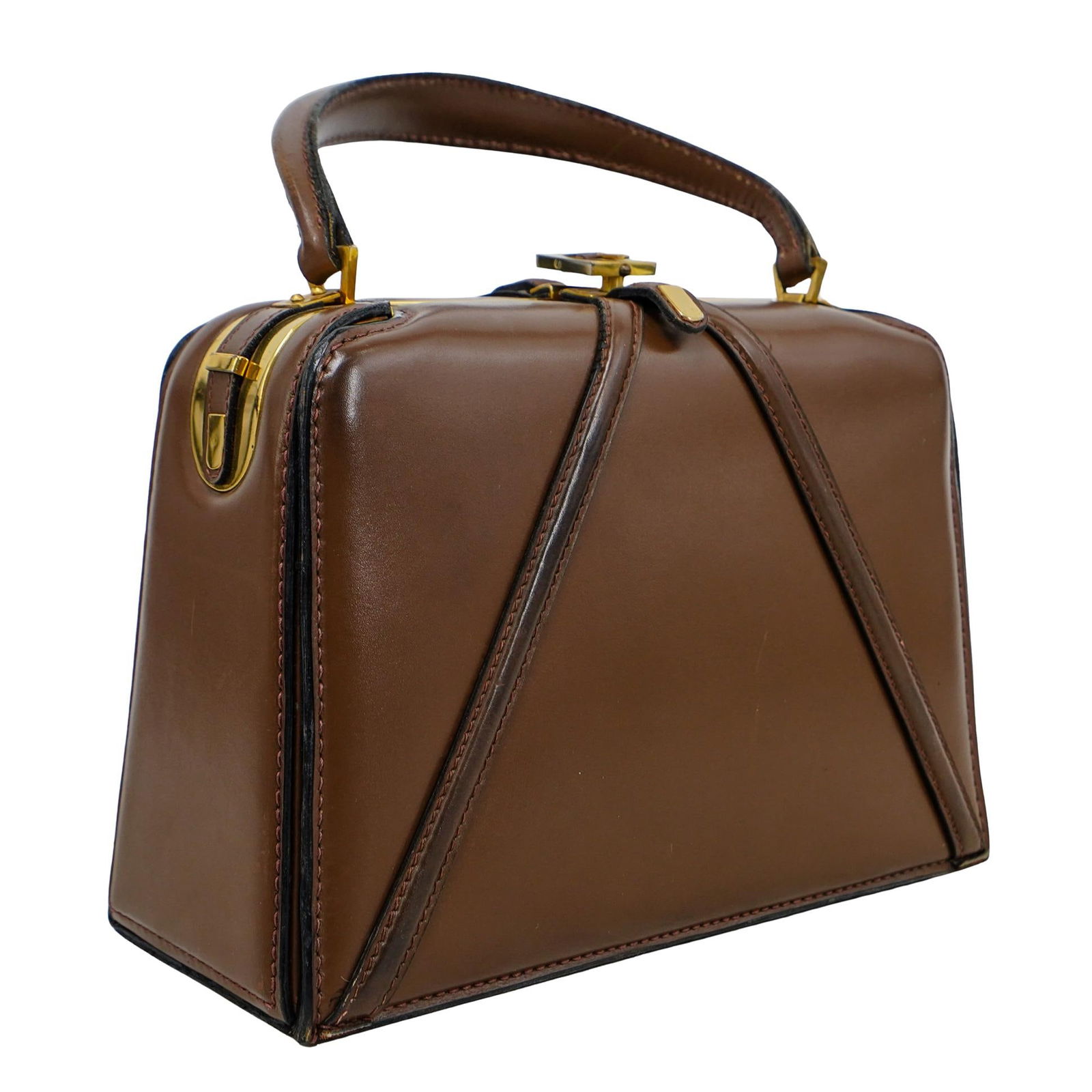 Lederer Structured Brown Leather Handbag (1 of 8)