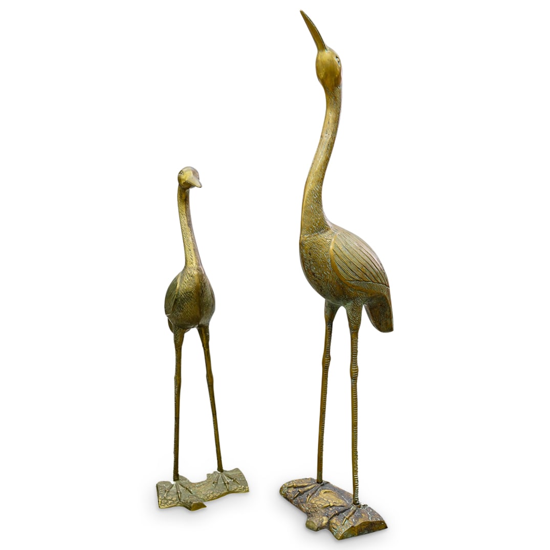 Pair Of Large Brass Outdoor Crane Sculptures (1 of 4)
