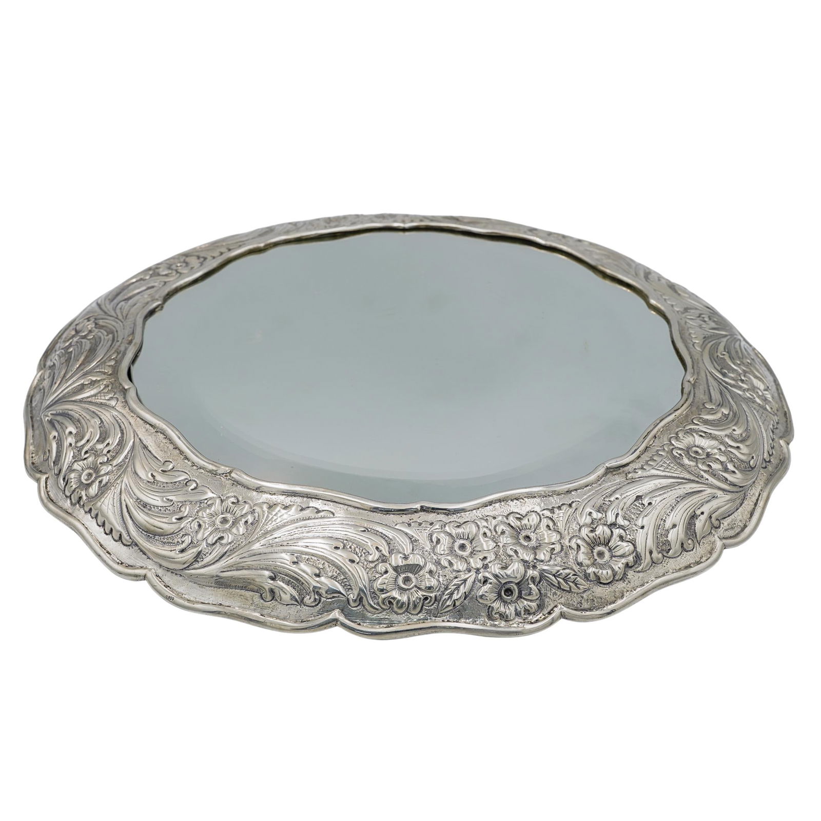 Sterling Silver Ornate Circular Plateau Mirror (1 of 3)