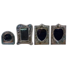 (4 Pc) Sterling Silver Repousse Small Photo Frames Collection (1 of 5)