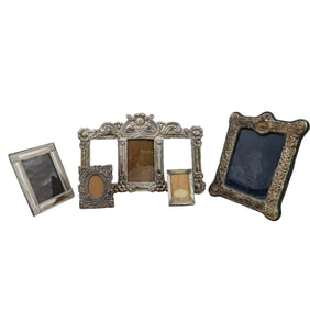 (5 Pc) Sterling Silver Desk Photo Frames Grouping