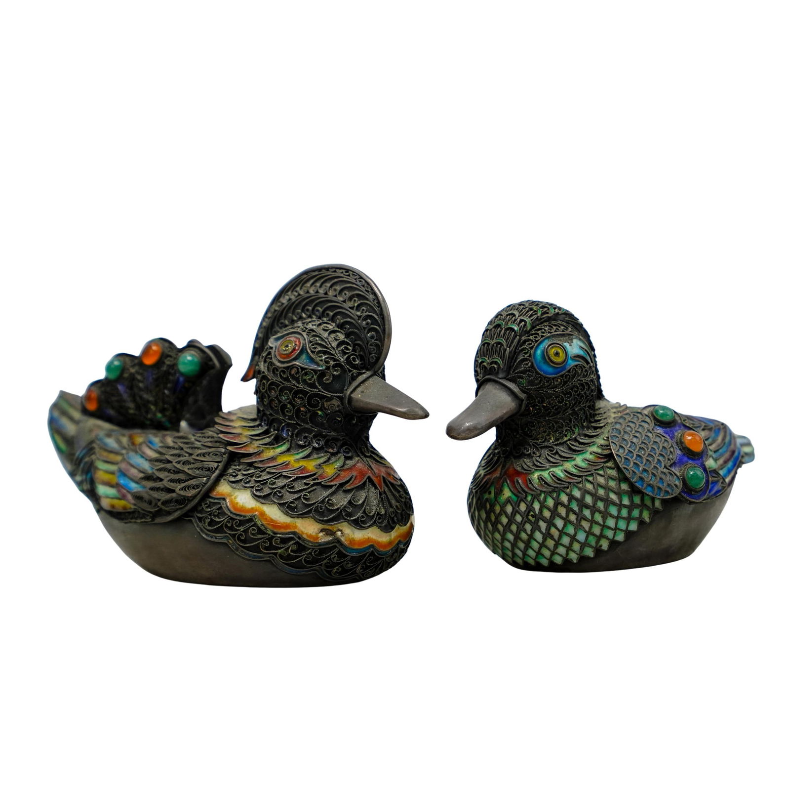 Chinese Export Silver & Enamel Duck Boxes (1 of 10)
