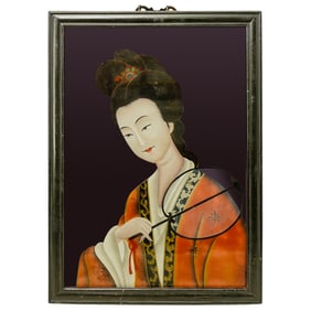 19th Cent. Chinese Qing Dynasty Reverse Glass Painting