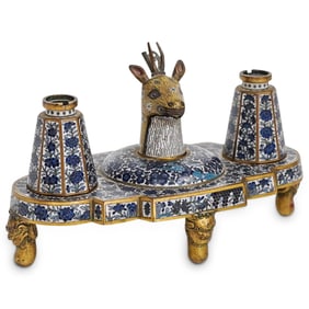 19th Cent. Chinese Cloisonne Deer Inkwell