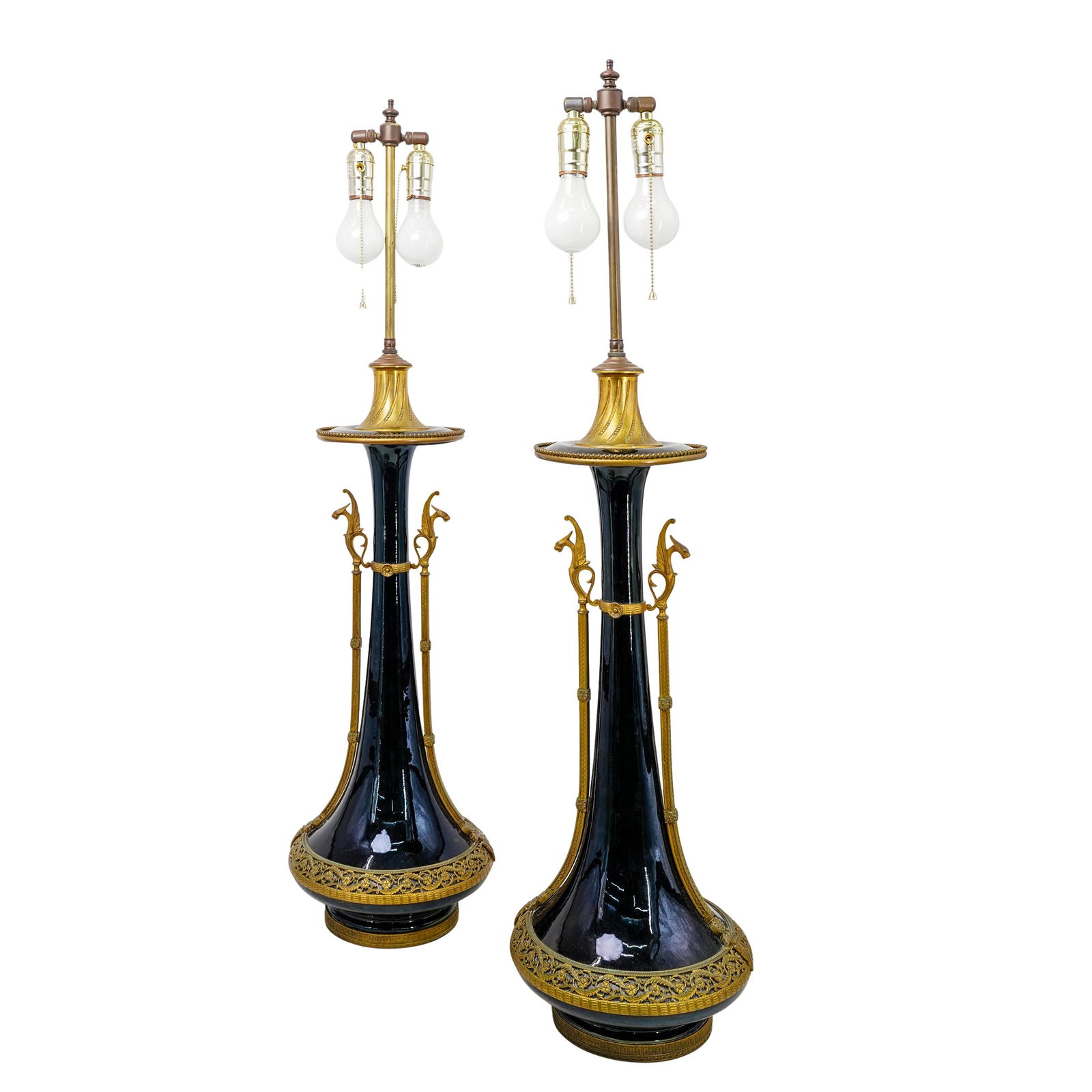 Pair of French Porcelain & Bronze Table Lamps (1 of 7)