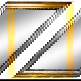 Italian Large Rectangular Mirror W/ Gilt Gesso Frame: DESCRIPTION: Large Italian large mirror mounted in a rectangular, giltwood and gesso frame. CIRCA: 20th Century ORIGIN: Italy DIMENSIONS: H: 35" W: 41" CONDITION: With visible frame damage Unless othe