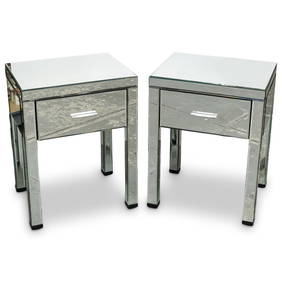Pair Of Hollywood Regency Style Mirrored Side Tables (1 of 8)