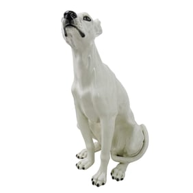 Large Italian White Ceramic Greyhound