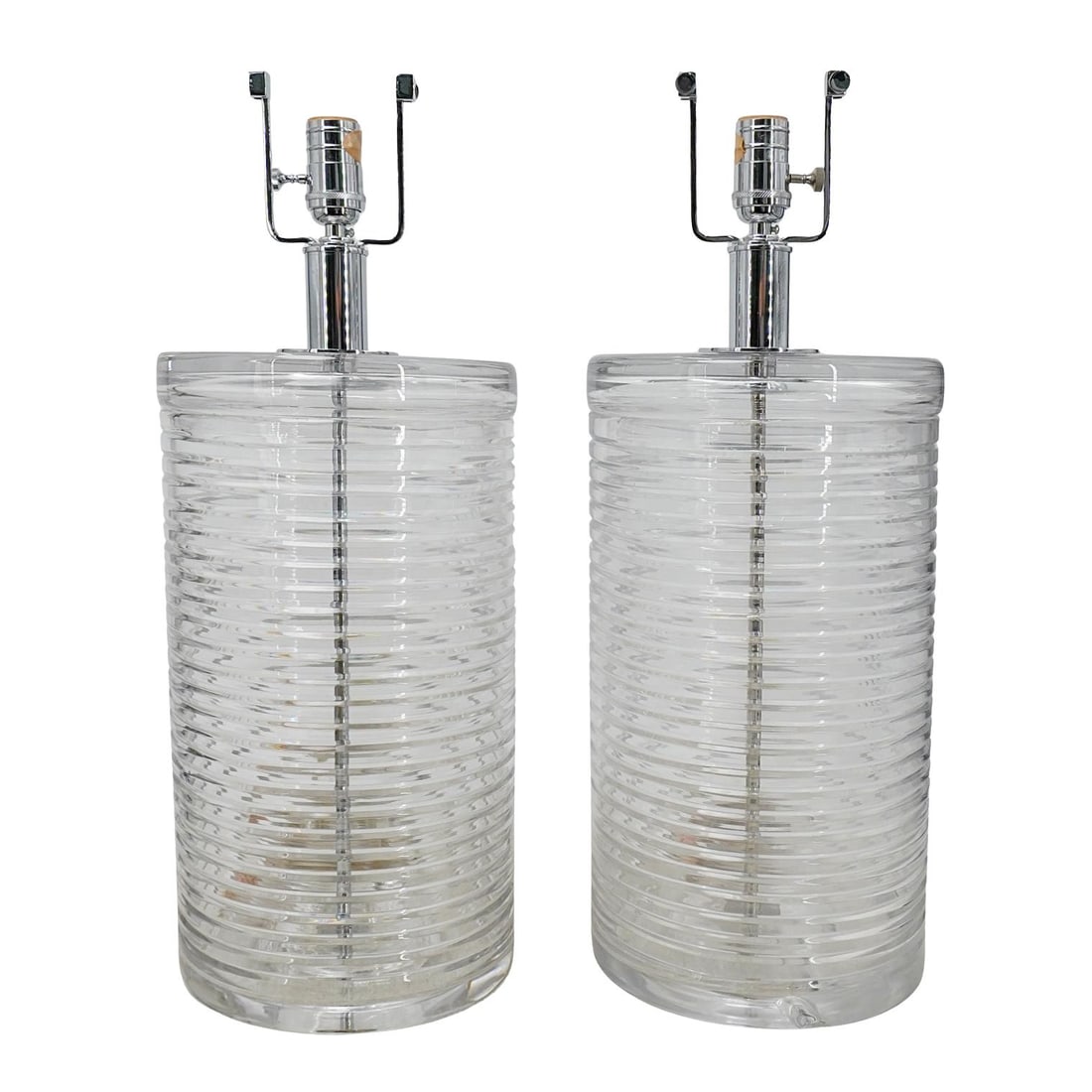 (2 Pc) Vintage Ralph Lauren Large Glass Textured Lamps (1 of 8)