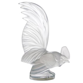 Lalique Crystal Rooster Paperweight Sculpture